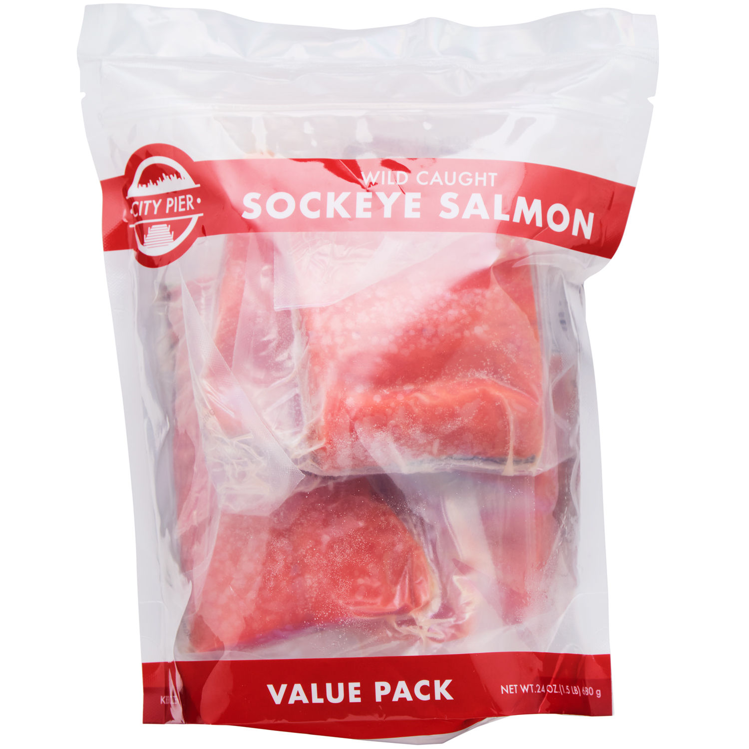 Wild Sockeye Salmon Individually Wrapped Fillets, Family Pack, Frozen