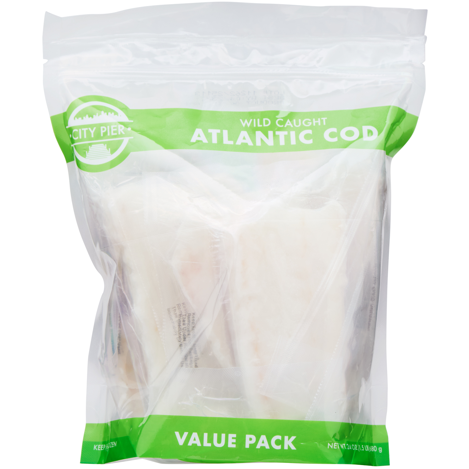 Wild Atlantic Cod Individually Wrapped Fillets, Family Pack, Frozen