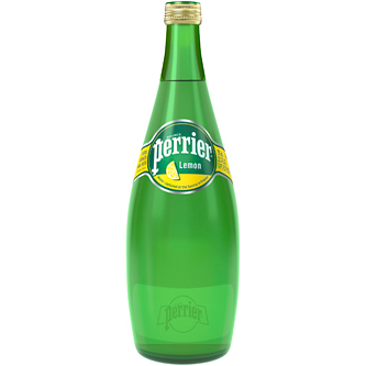Perrier Sparkling Natural Mineral Water, Lemon, Glass Bottle