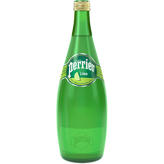 Perrier Sparkling Natural Mineral Water, Lime, Glass Bottle