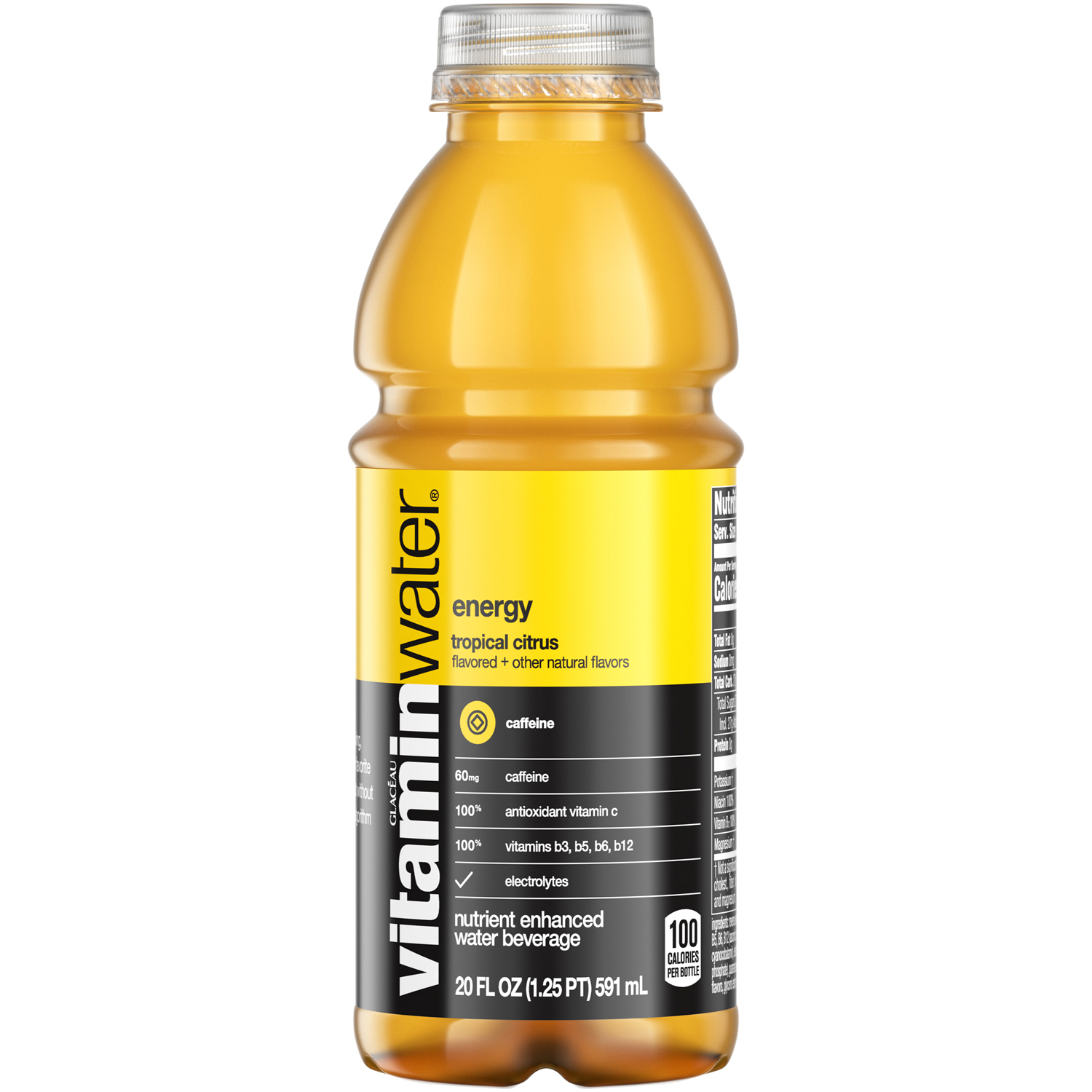 vitaminwater nutrient enhanced water beverage, energy (tropical citrus), Plastic Bottle