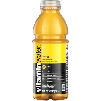 vitaminwater nutrient enhanced water beverage, energy (tropical citrus), Plastic Bottle