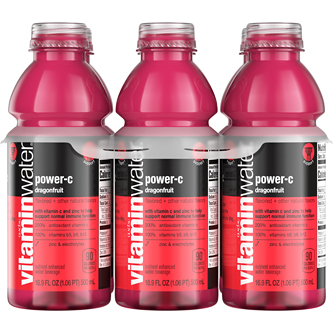 vitaminwater nutrient enhanced water beverage, power-c (dragonfruit), Plastic Bottles