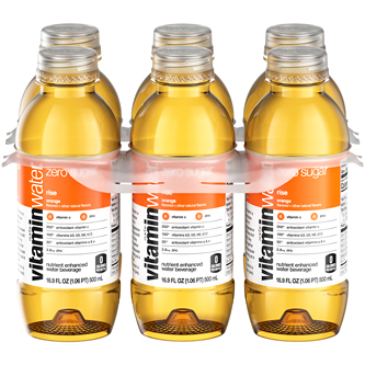 vitaminwater zero sugar nutrient enhanced water beverage, rise (orange), Plastic Bottles