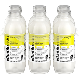 vitaminwater zero sugar nutrient enhanced water beverage, squeezed (lemonade), Plastic Bottles