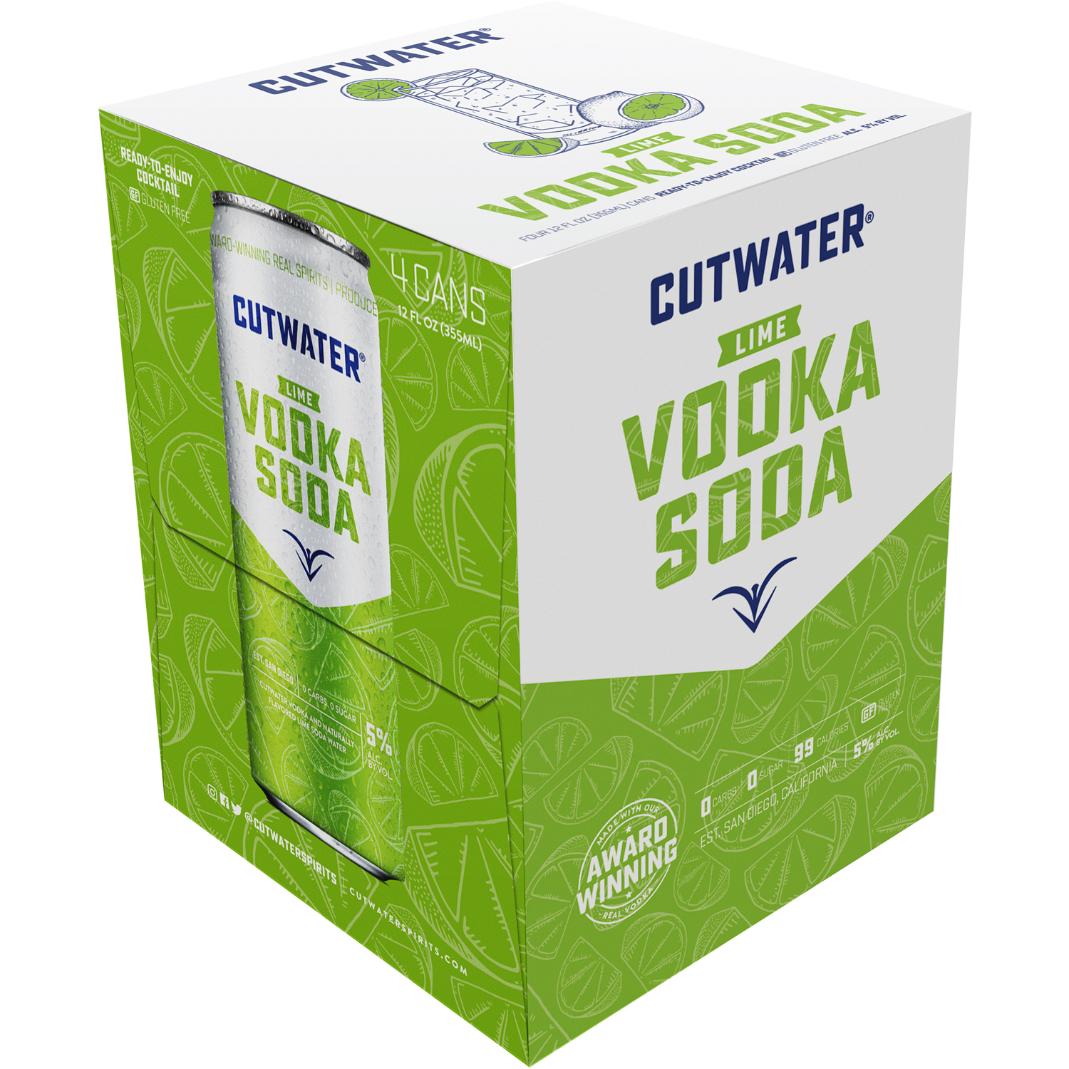 Cutwater Spirits Lime Vodka Soda Cocktail, Cans